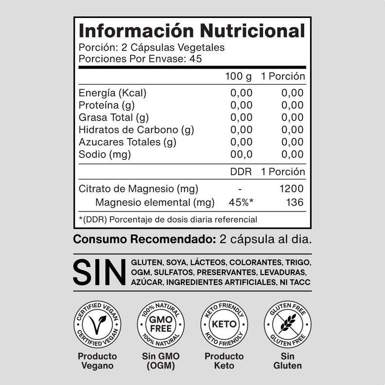 Citrato de Magnesio 1200mg 270 Cápsulas - Pack de 3 - NutraCore-3