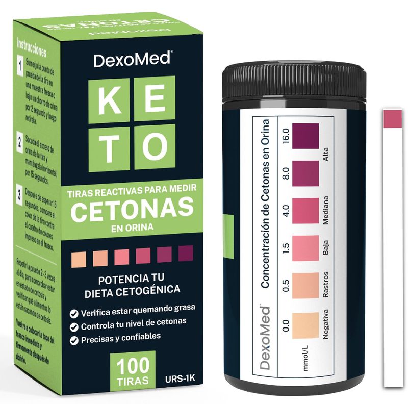 Tiras Reactivas Dexomed Para Medir Cetonas en Orina Keto (100 U.)-0