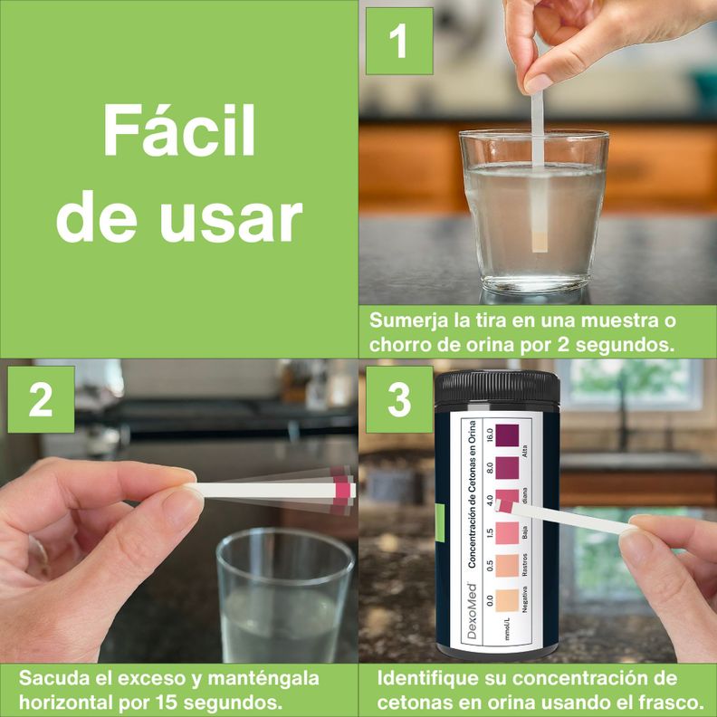 Tiras Reactivas Dexomed Para Medir Cetonas en Orina Keto (100 U.)-2