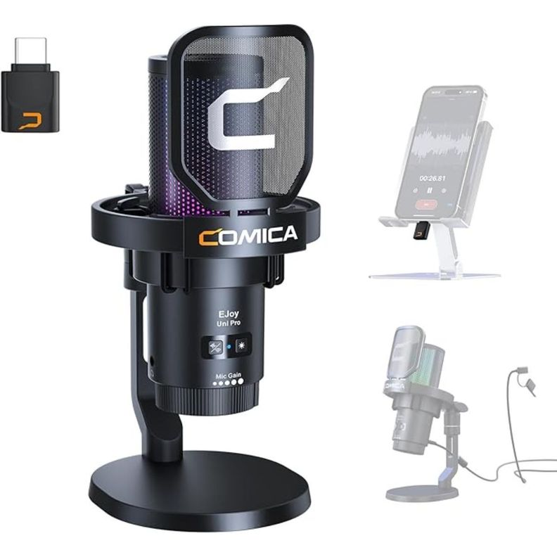 Micrófono Profesional Cardioide Inalámbrico Ejoy Uni Pro Usb-c, Rgb, Gamer, Teléfono, Podcast-1
