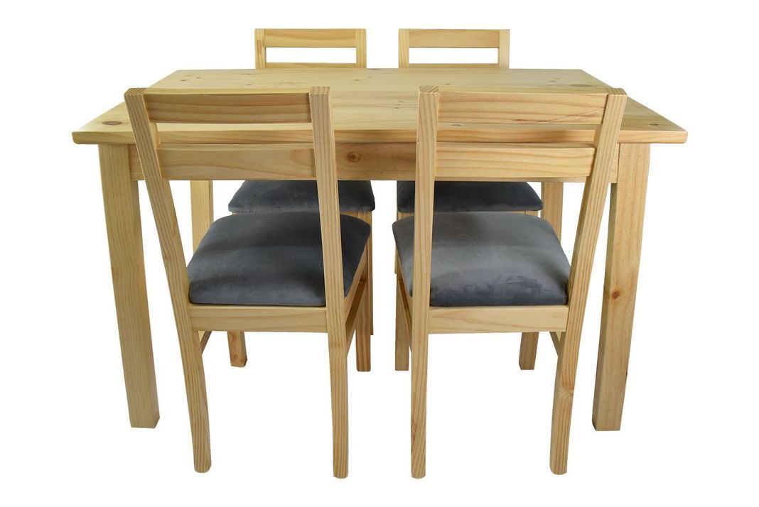 Comedor Castilla 4 Sillas Tapiz Gris-1
