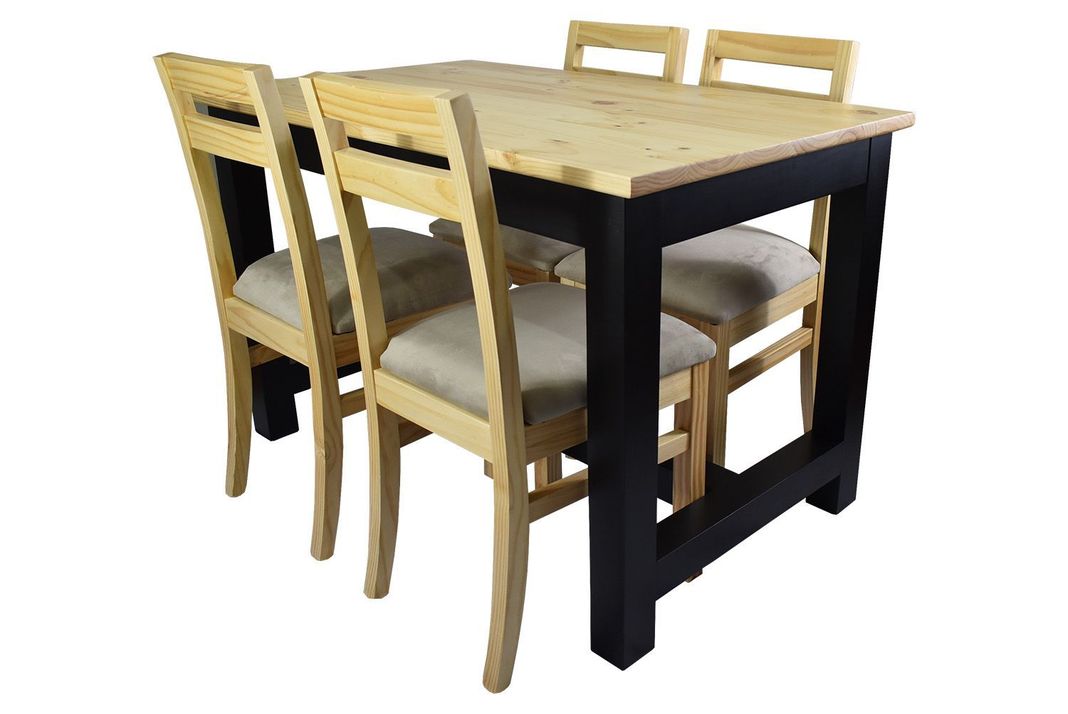 Comedor Carpintero 4 Sillas Tapiz Beige-0