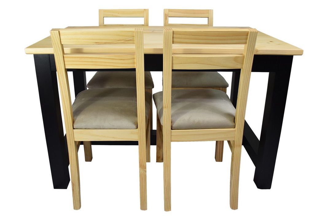 Comedor Carpintero 4 Sillas Tapiz Beige-1