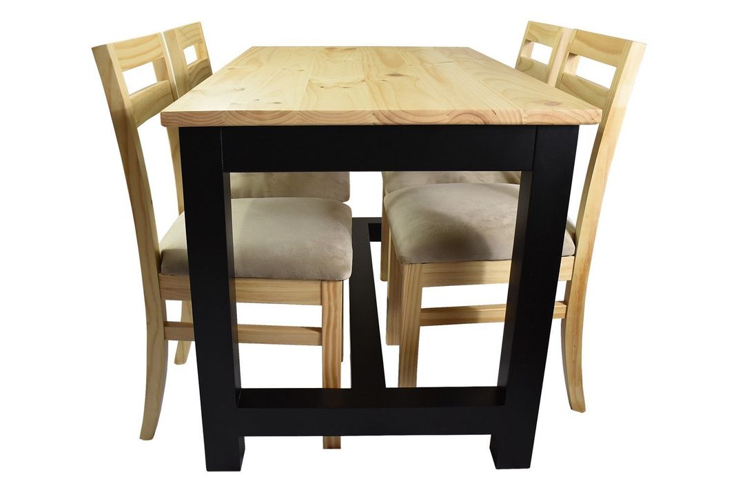 Comedor Carpintero 4 Sillas Tapiz Beige-2