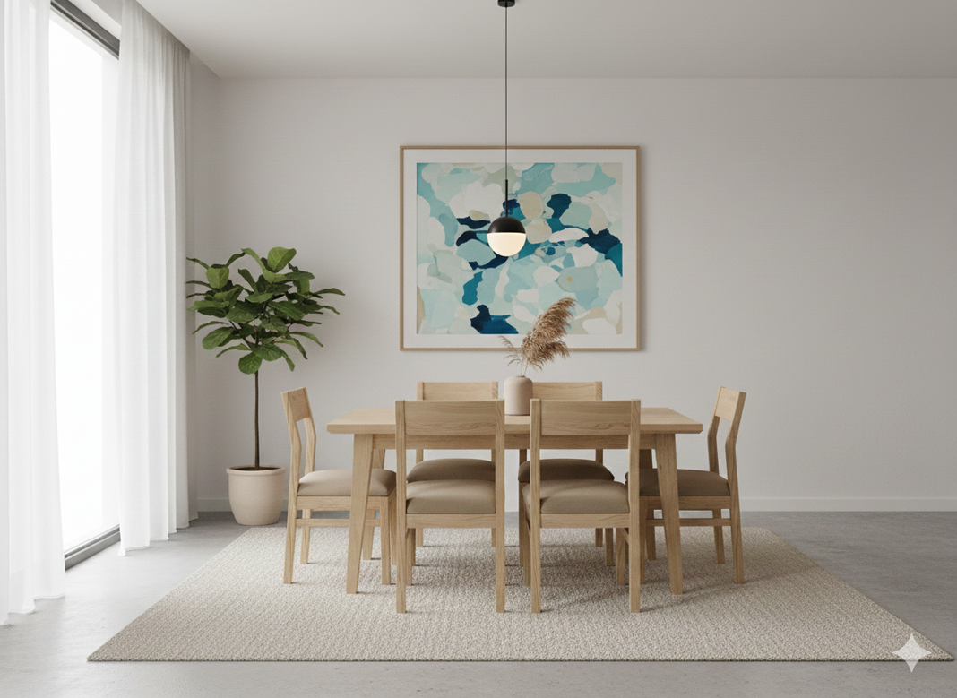 Comedor Vendetta 90x150 6 sillas beige