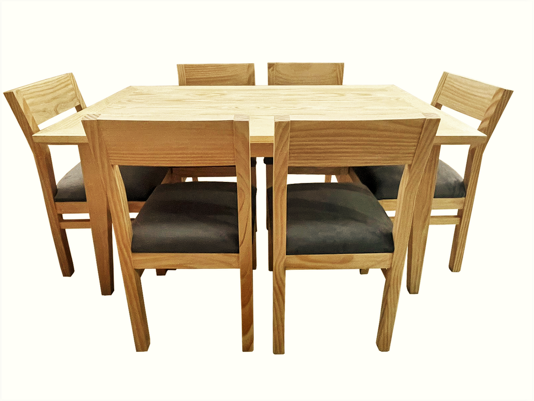 Comedor Vendetta 90x150 6 sillas gris-1