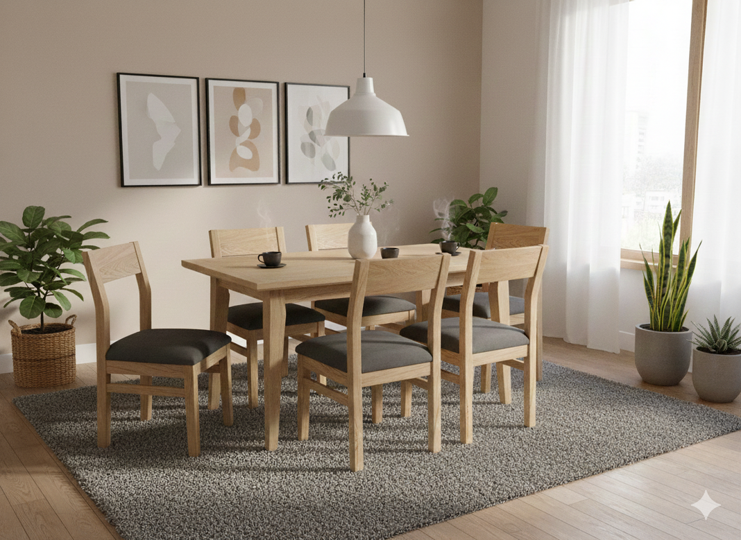 Comedor Vendetta 90x150 6 sillas gris