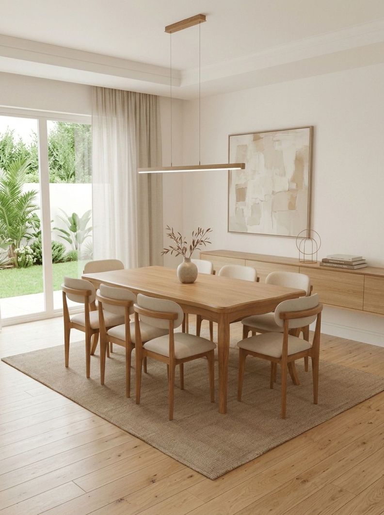 Comedor 8 Sillas Monaco 100x200 tapiz crudo