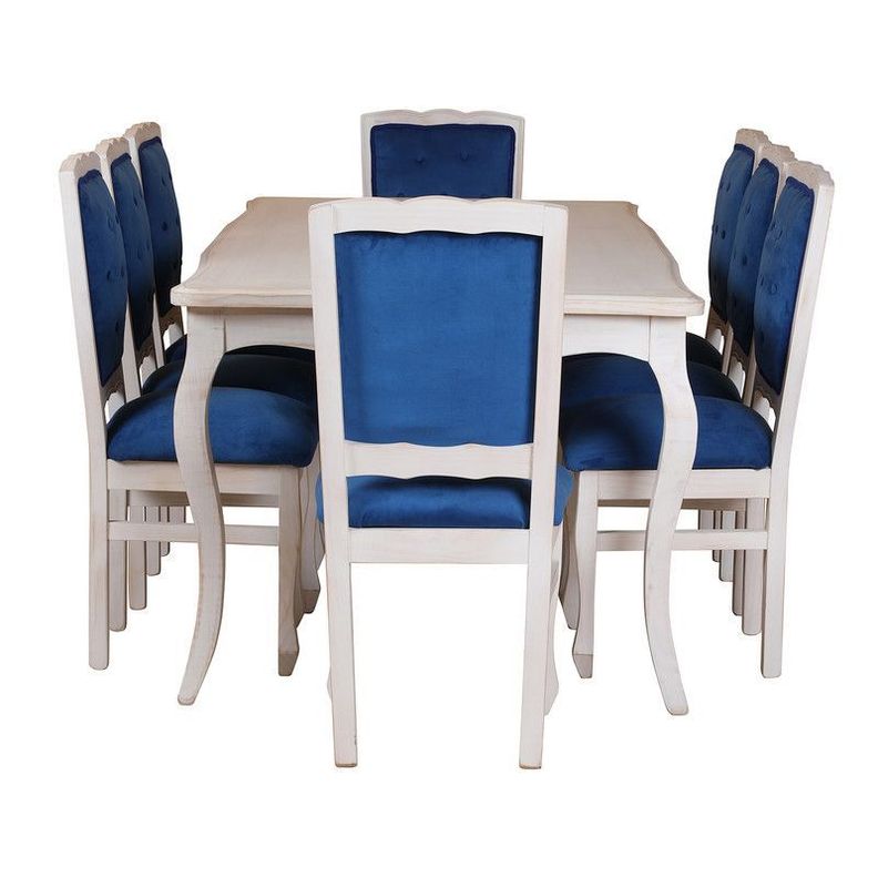 Comedor Normando 100x200 respaldo tapizado Azul-2