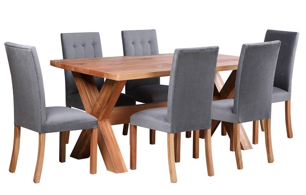 Comedor 6 Sillas Cruz Gris Cafe Claro
