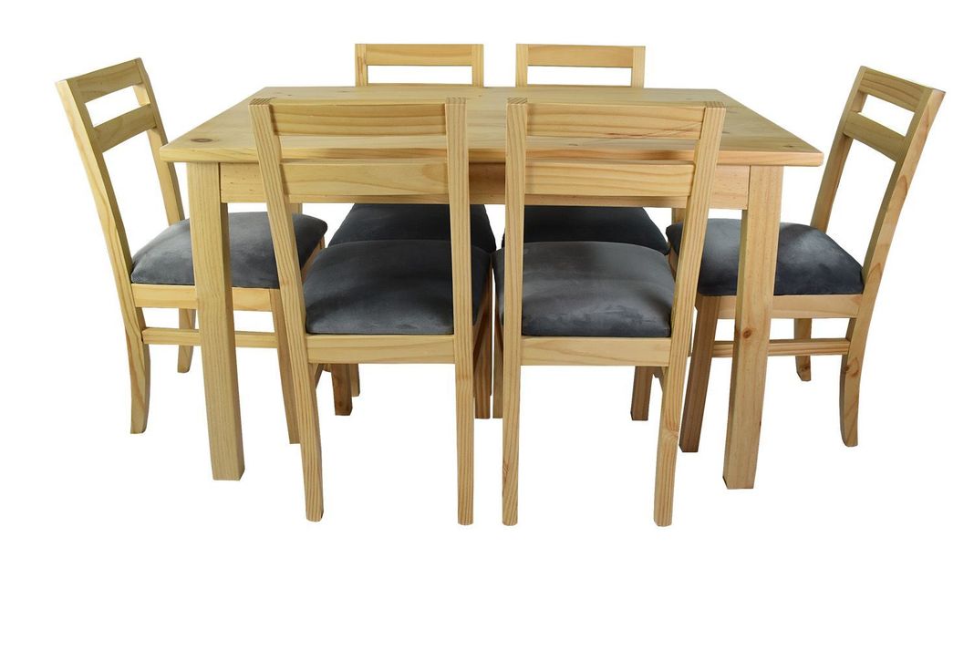 Comedor Castilla 6 Sillas Tapiz Gris-1