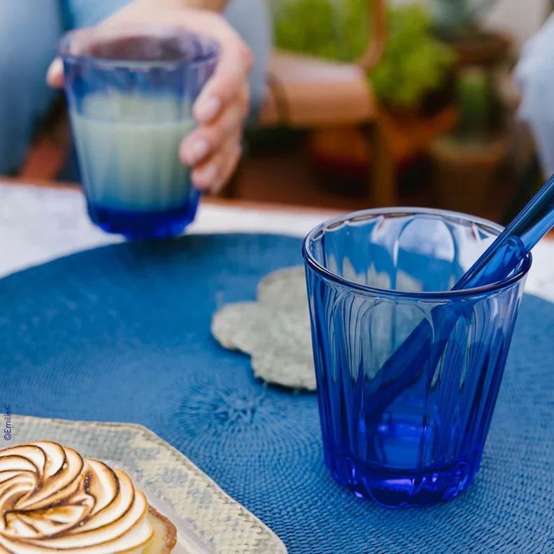 LA ROCHERE: SET DE 6 VASOS BAJOS ONDE AZUL