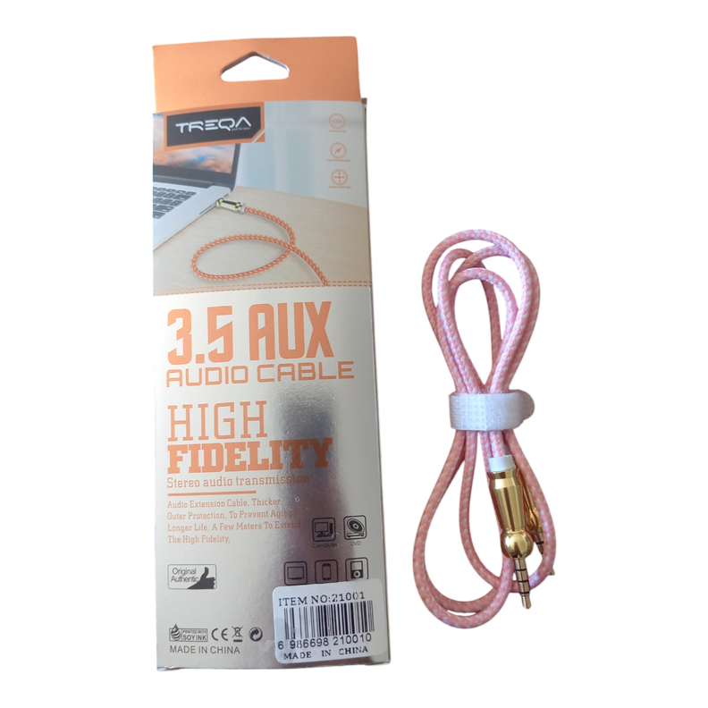 Cable Auxiliar 3.5mm de Alta Fidelidad – Diseño Trenzado Resistente y Conectores Dorados-1