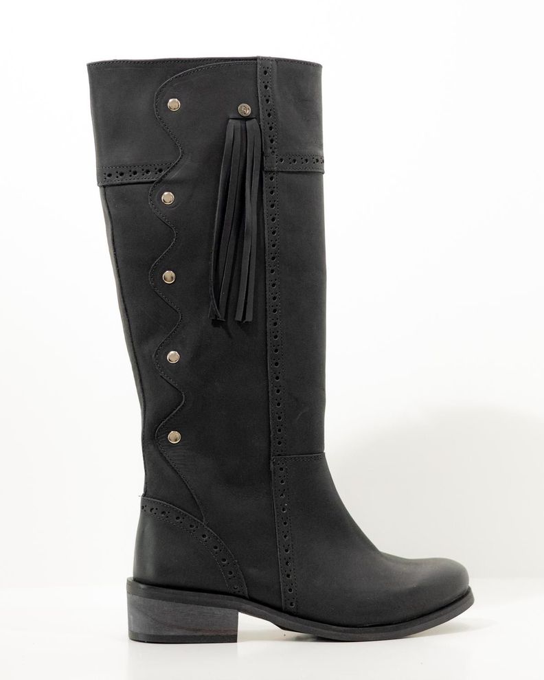 Bota Cuero Mujer Marina Negro 35