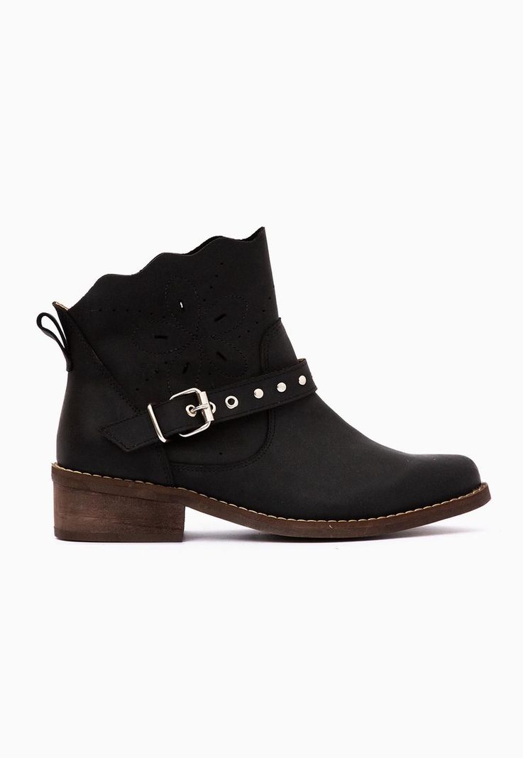 Botin Cuero Mujer Mira Negro 35