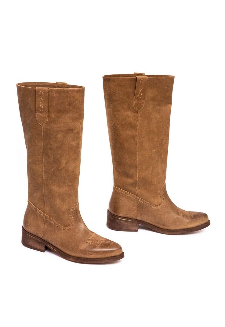 Bota Mujer De Cuero Fatima Taupe C2-4