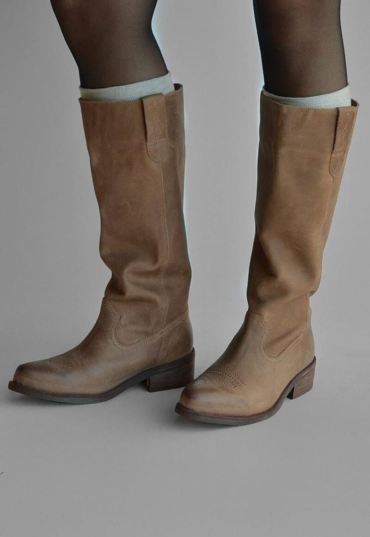 Bota Mujer De Cuero Fatima Taupe C2-5