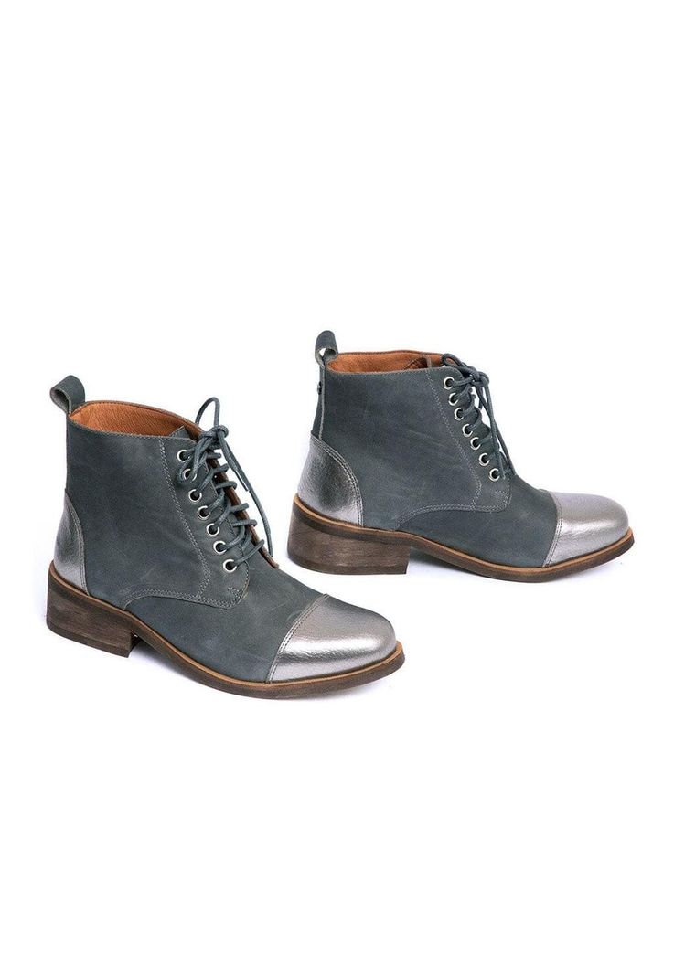 Botin Mujer De Cuero Aretha C3 Gris-2