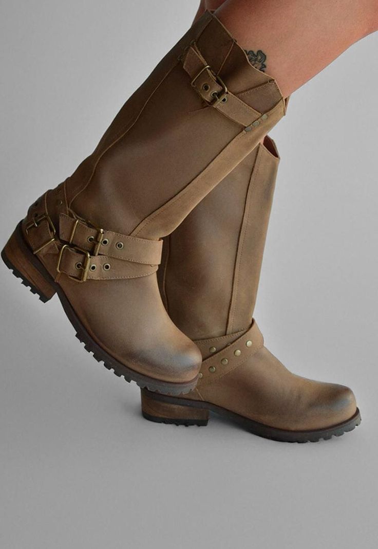 Bota Mujer De Cuero Olivia Taupe C3-1