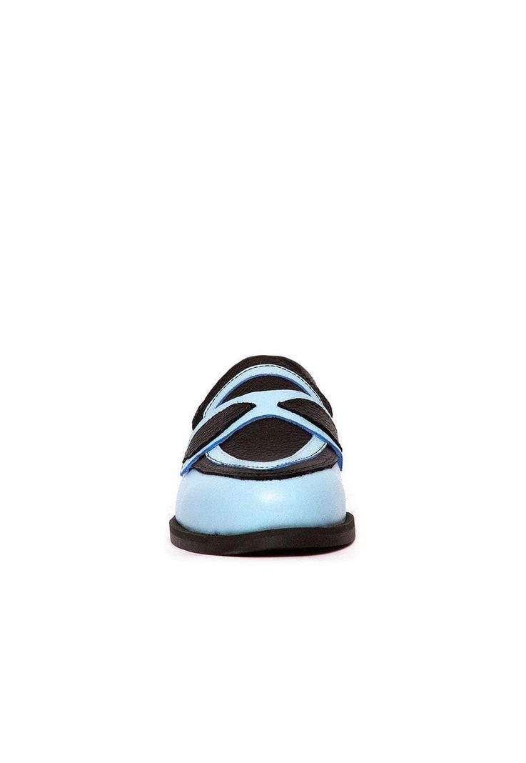 Mocasin Mujer De Cuero Kitty C2 Negro Celeste-2