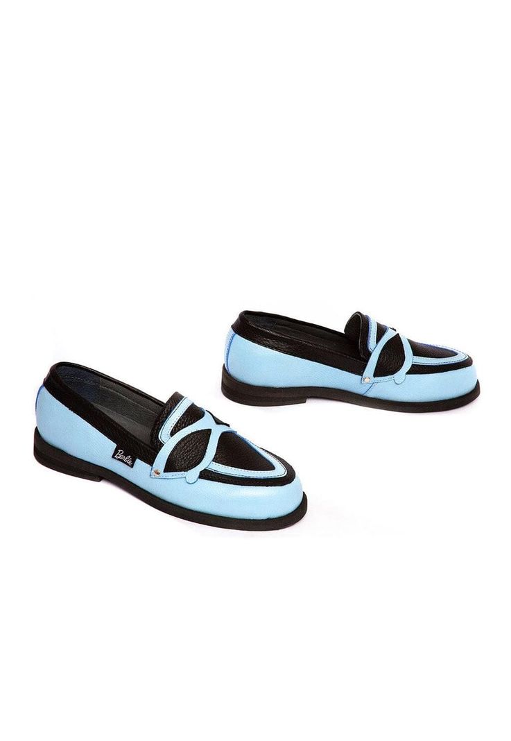 Mocasin Mujer De Cuero Kitty C2 Negro Celeste-5