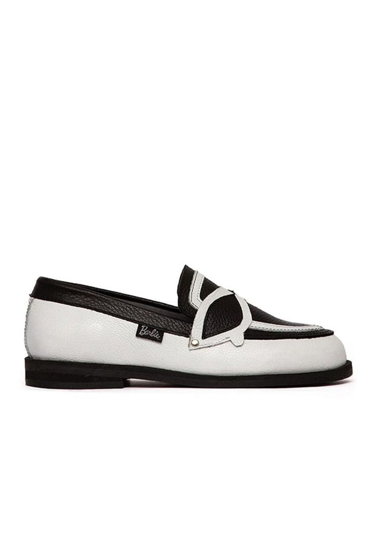 Mocasin Mujer De Cuero Kitty C1 Negro Blanco-0