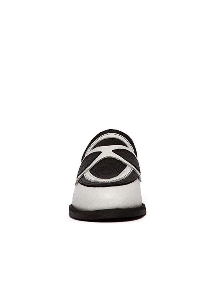 Mocasin Mujer De Cuero Kitty C1 Negro Blanco-2