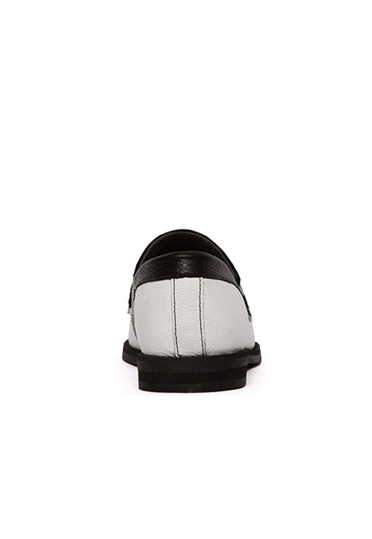 Mocasin Mujer De Cuero Kitty C1 Negro Blanco-4