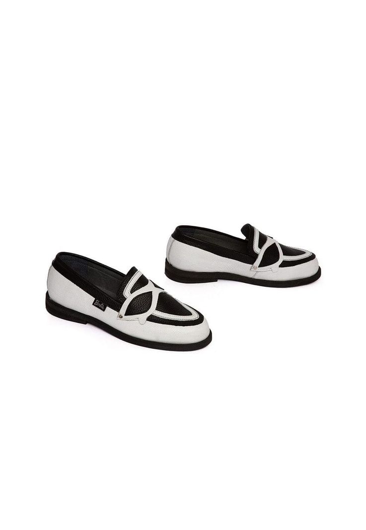 Mocasin Mujer De Cuero Kitty C1 Negro Blanco-5