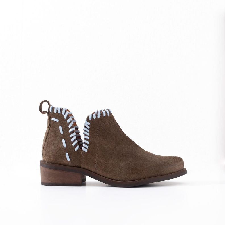 Botin Cuero Mujer Lumbre Taupe Celeste Cafe 35