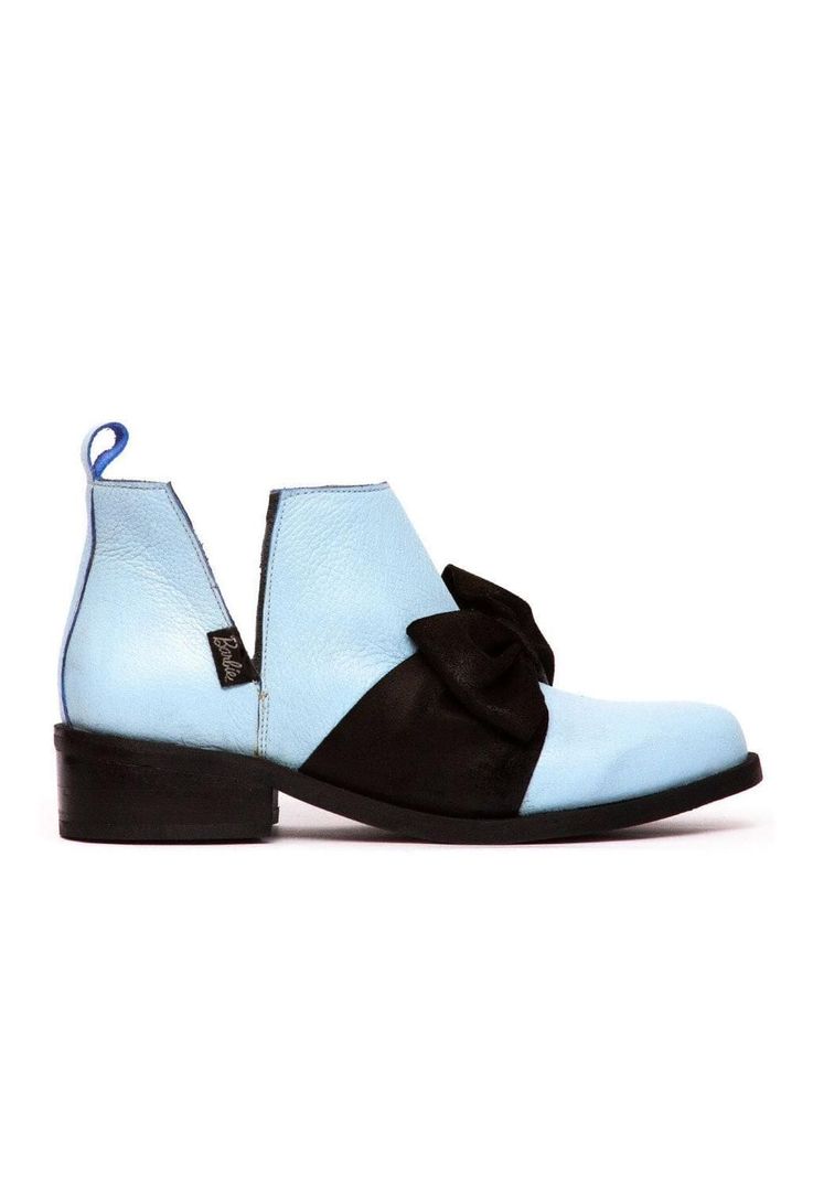 Botin Mujer De Cuero Mollie C2 Negro Celeste-0