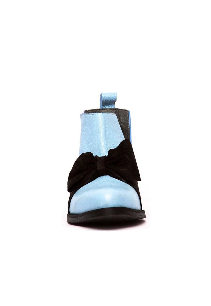 Botin Mujer De Cuero Mollie C2 Negro Celeste-2
