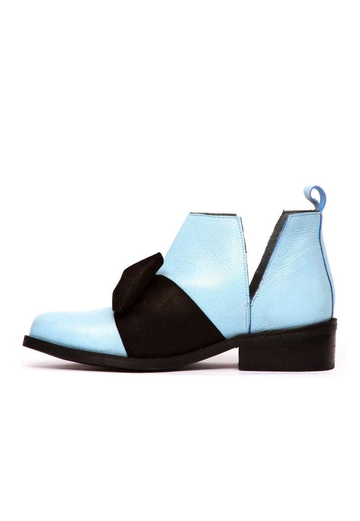 Botin Mujer De Cuero Mollie C2 Negro Celeste-3