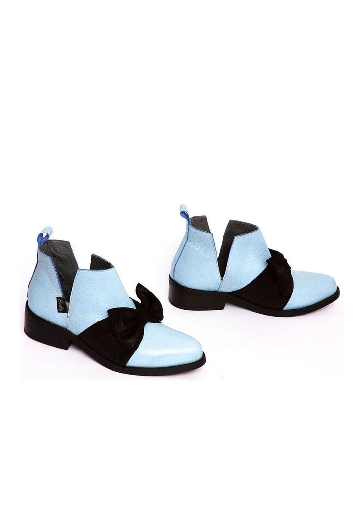 Botin Mujer De Cuero Mollie C2 Negro Celeste-5