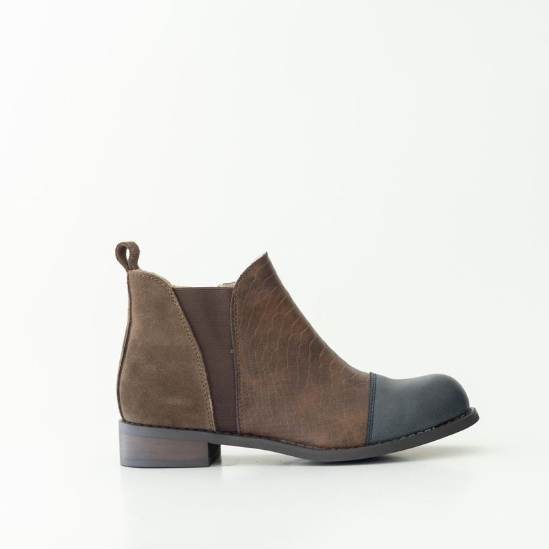 Botin Cuero Mujer Verdecillo Cafe Gris