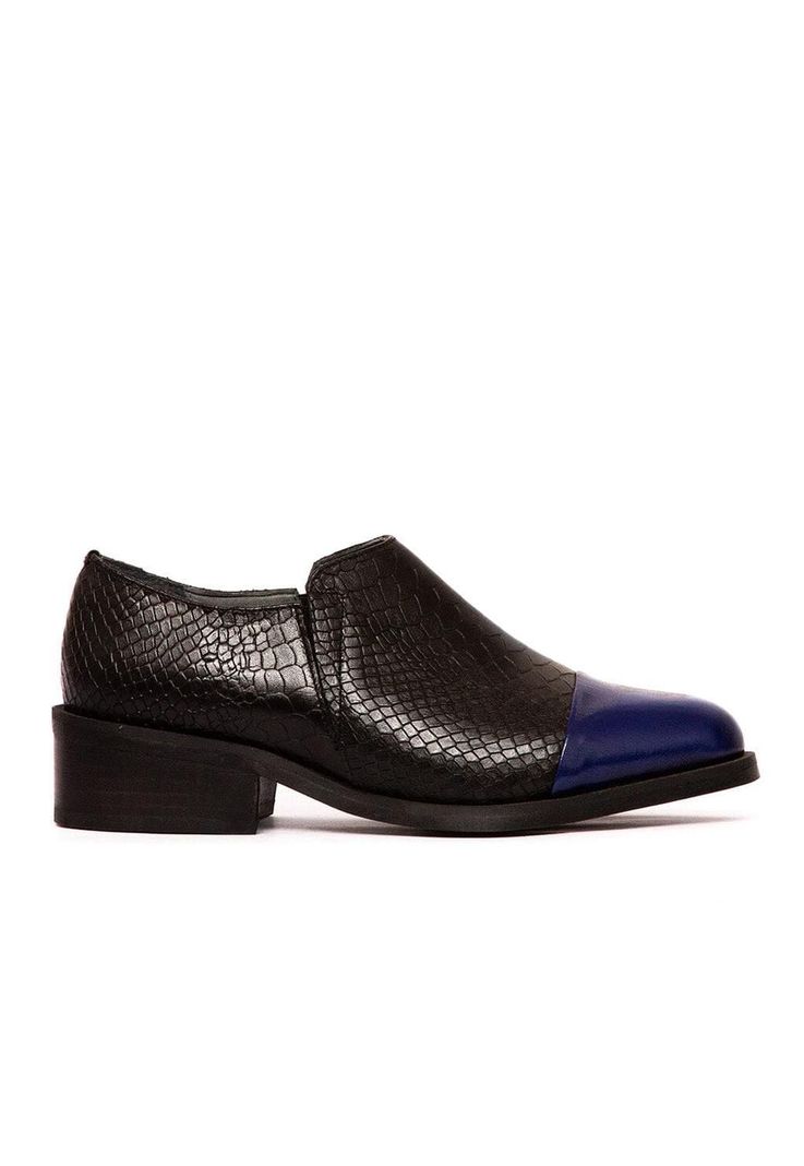 Zapato Mujer De Cuero Homero C29 Negro Azul-0