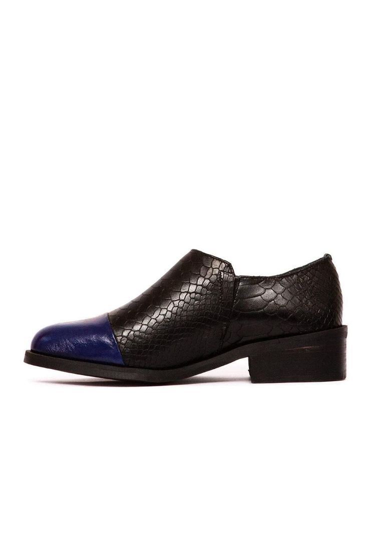 Zapato Mujer De Cuero Homero C29 Negro Azul-2
