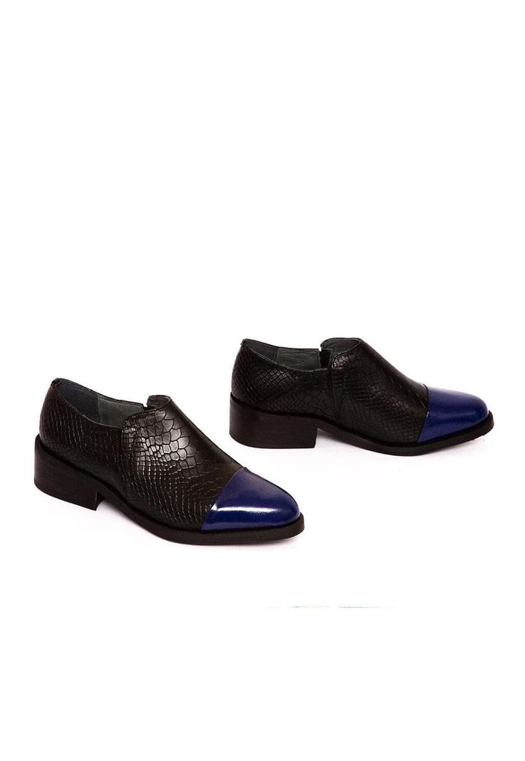 Zapato Mujer De Cuero Homero C29 Negro Azul-4