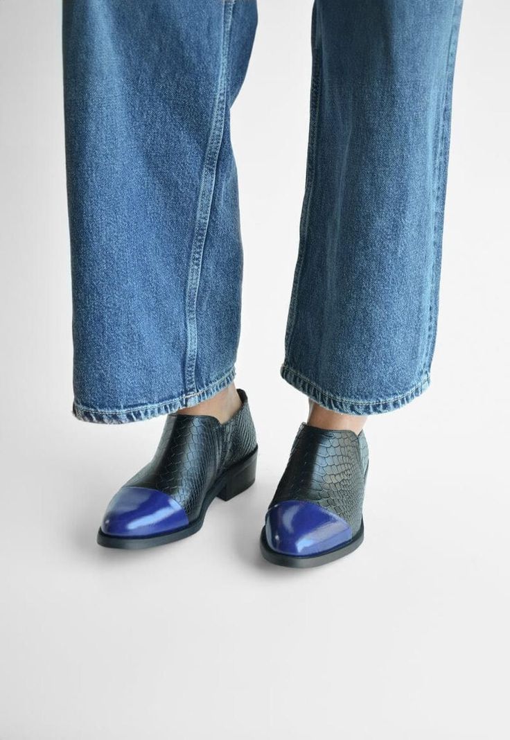 Zapato Mujer De Cuero Homero C29 Negro Azul-5
