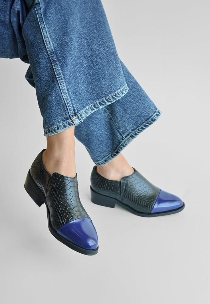 Zapato Mujer De Cuero Homero C29 Negro Azul-7