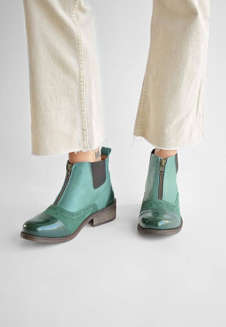 Botin Mujer De Cuero Diana C3 Verde -7