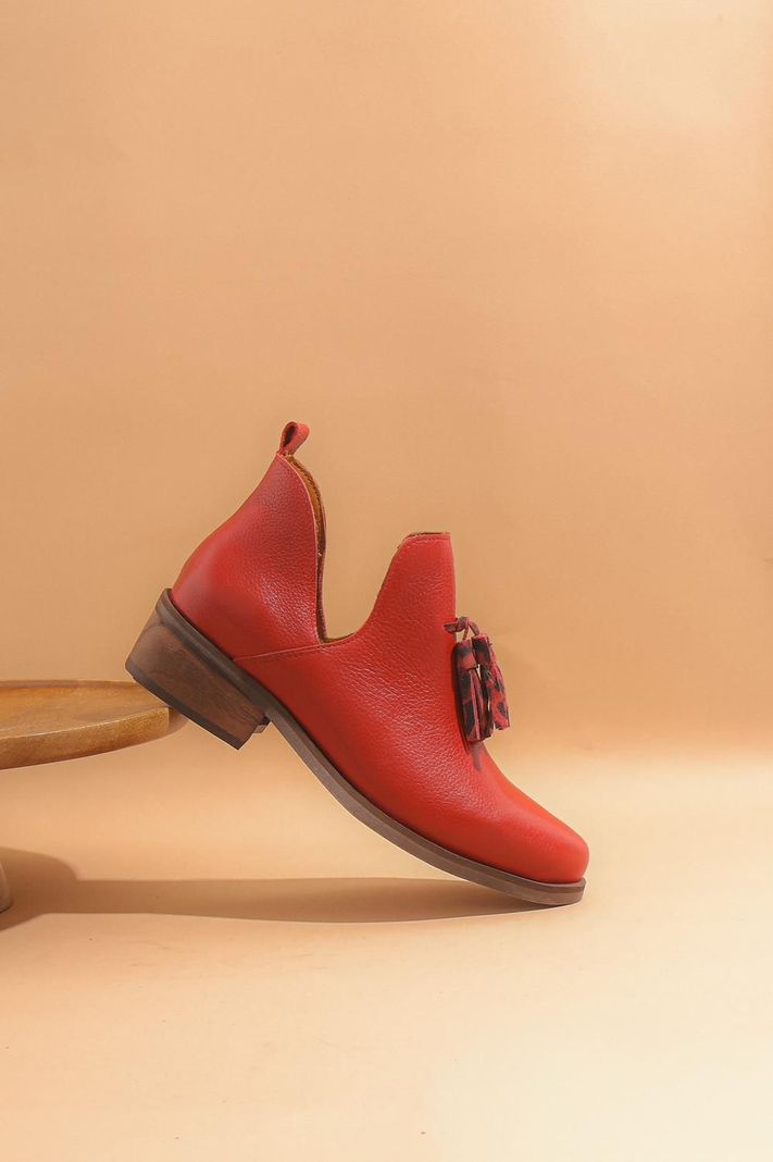 Botin Cuero Mujer Adriana Rojo