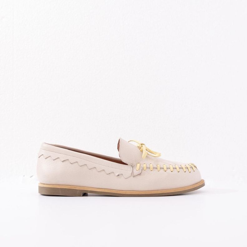 Mocasin Cuero Mujer  Delta Beige Amarillo