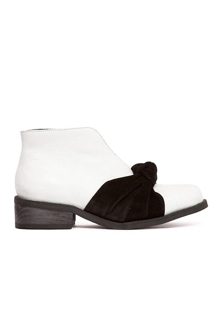 Botin Mujer De Cuero Florence C4 Blanco Negro-0