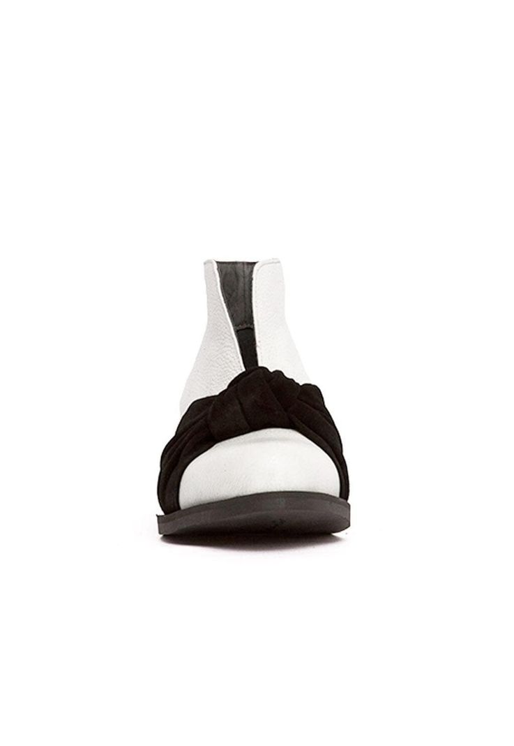 Botin Mujer De Cuero Florence C4 Blanco Negro-2