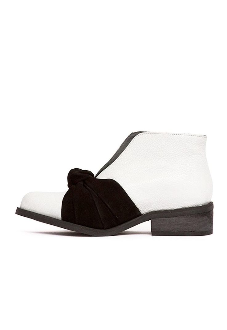 Botin Mujer De Cuero Florence C4 Blanco Negro-3