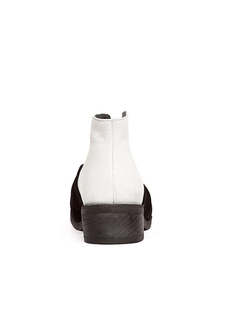 Botin Mujer De Cuero Florence C4 Blanco Negro-4