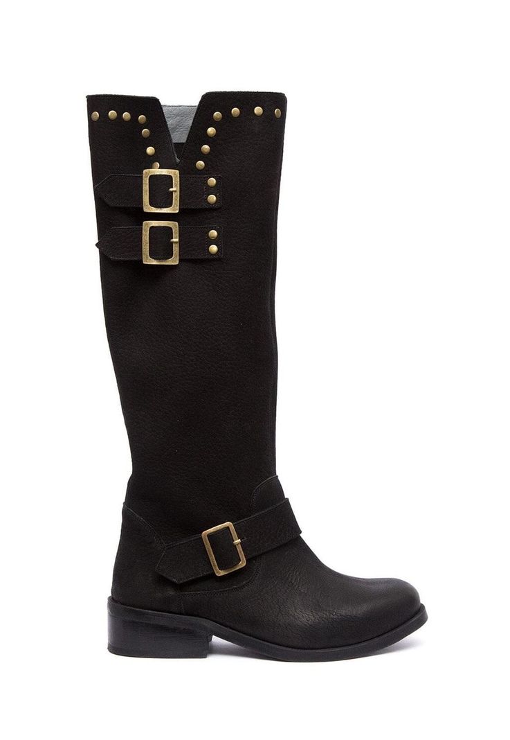 Bota Mujer De Cuero Carpintero Negro C19-0