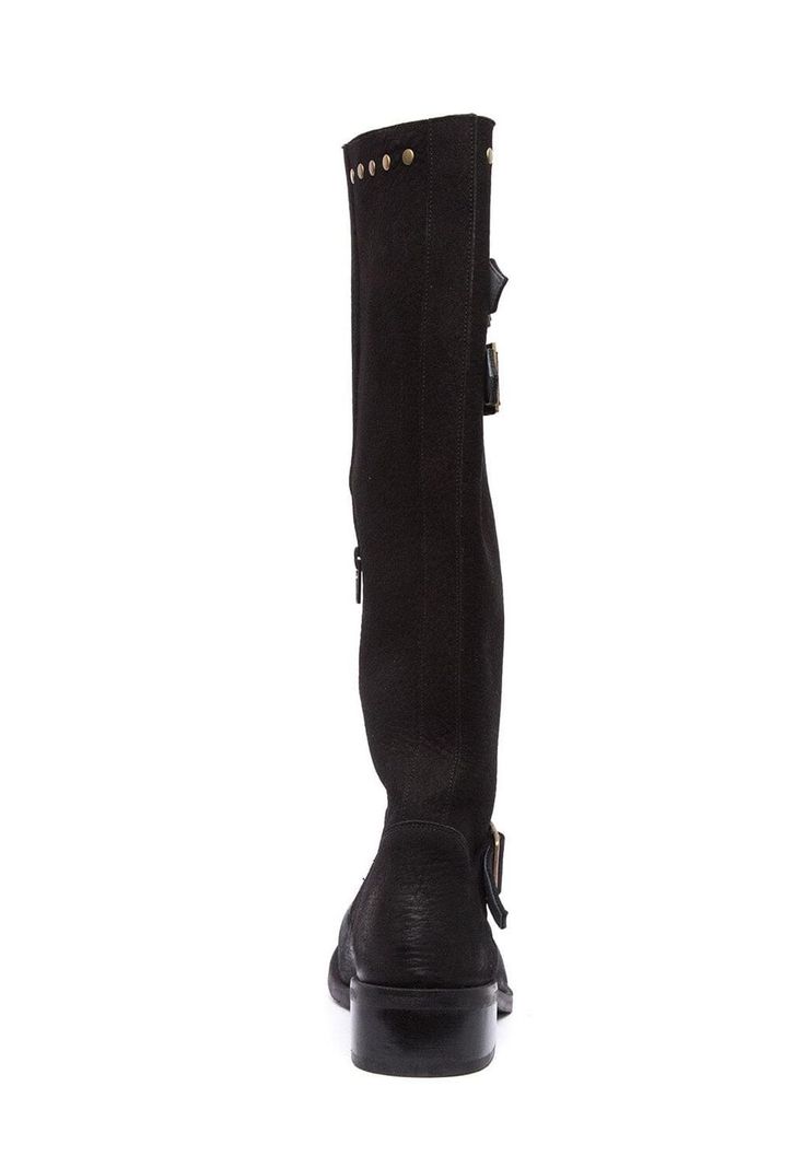 Bota Mujer De Cuero Carpintero Negro C19-3
