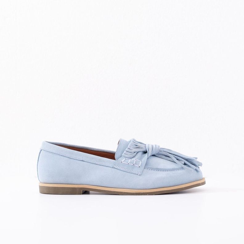 Mocasin Cuero Mujer  Flora Celeste